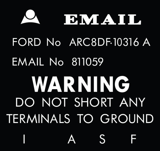 Regulator Decal ‘ARC8DF10316A’ Ford XT ZB - RD2004