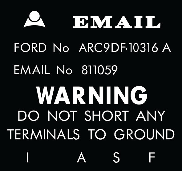 Regulator Decal ‘ARC9DF10316A’  Ford XW XY ZC ZD - RD2005
