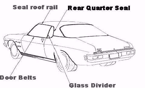 Seal Glass Divider VJ CJ VK CK CL Charger Coupe Right Hand - RGDS504
