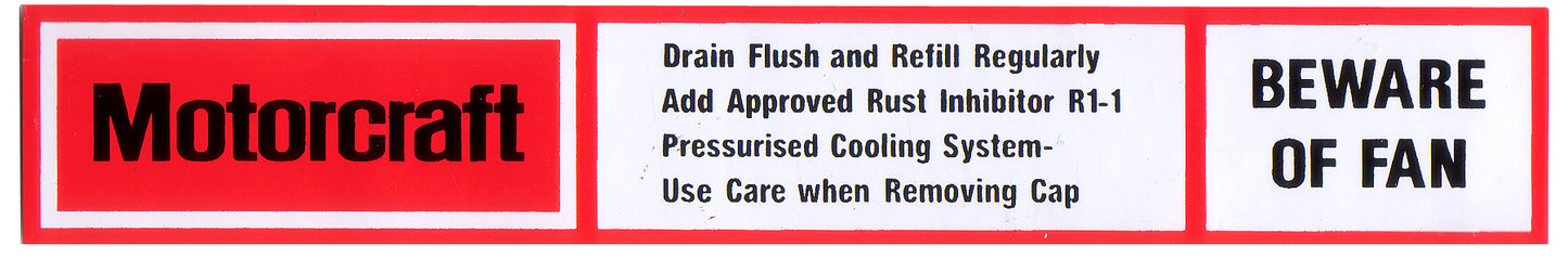 Decal Radiator Support Panel XC XD XE ZH ZJ ZK V8 - RSD2003