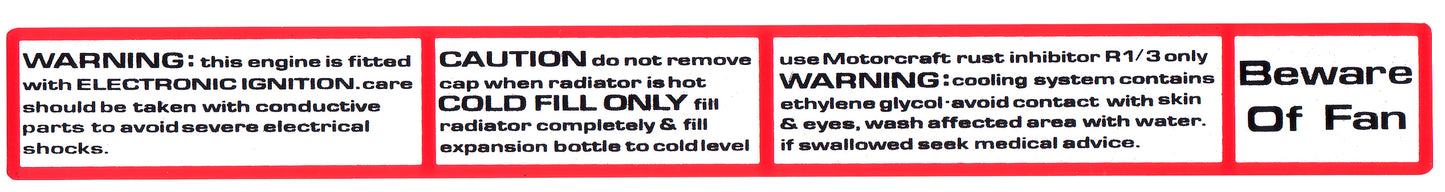 Decal "Warnings" Rad Support Panel XD XE ZJ ZK - RSD2004