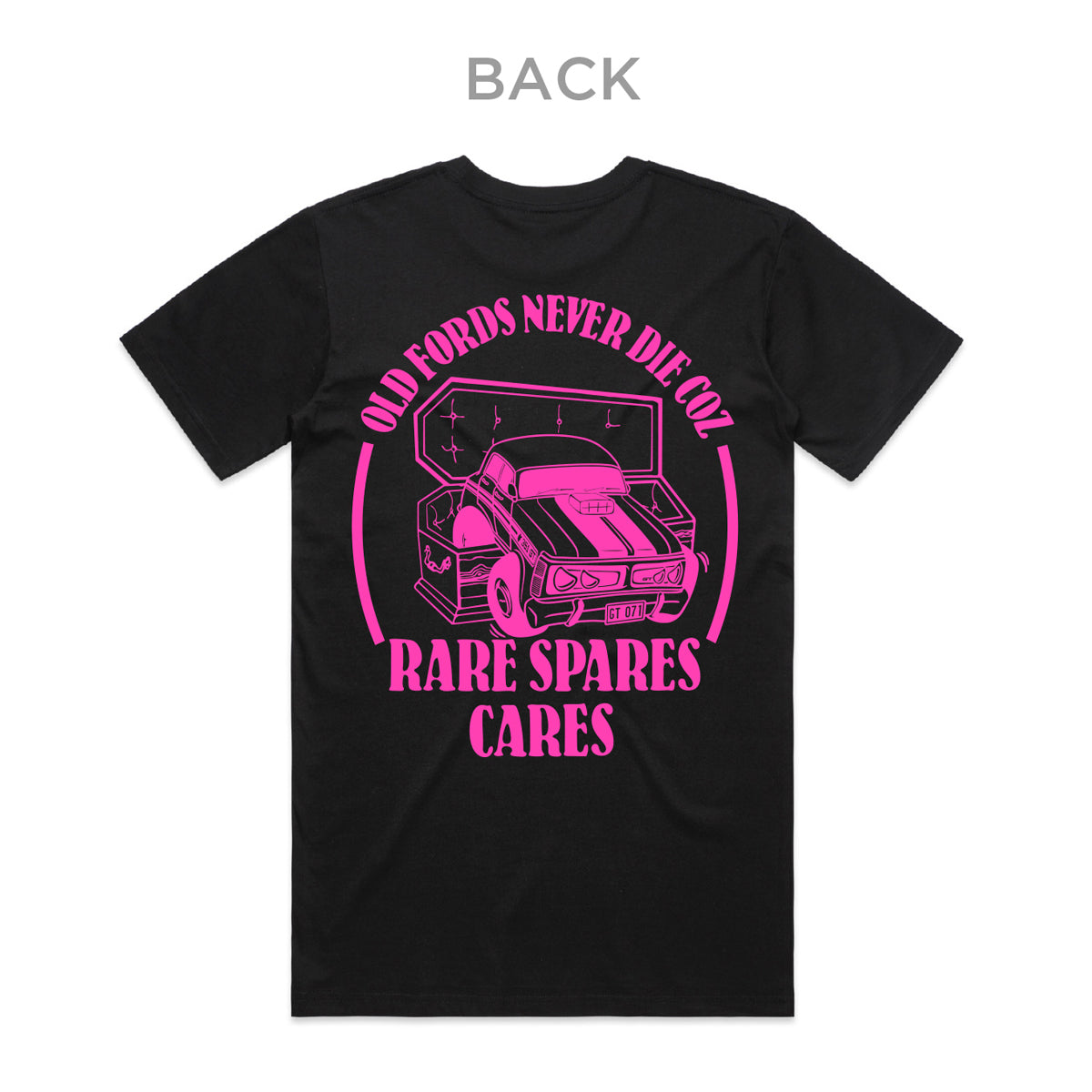 Rare Spares Ford T-Shirt - Black & Pink Print (3XL) - RSFTBLP-3XL
