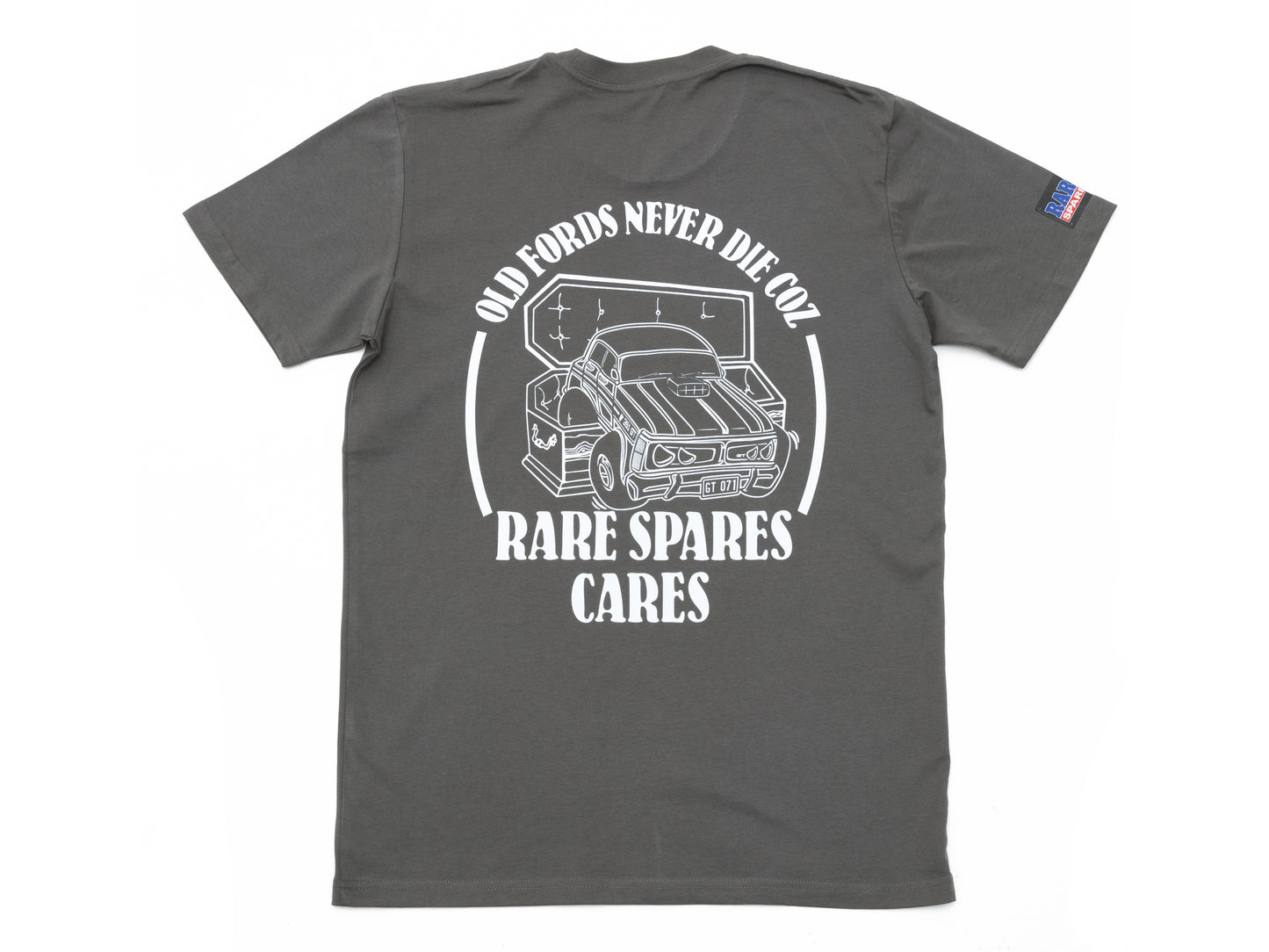 Rare Spares Ford T-Shirt - Charcoal & White Print (XL) - RSFTCA-XL