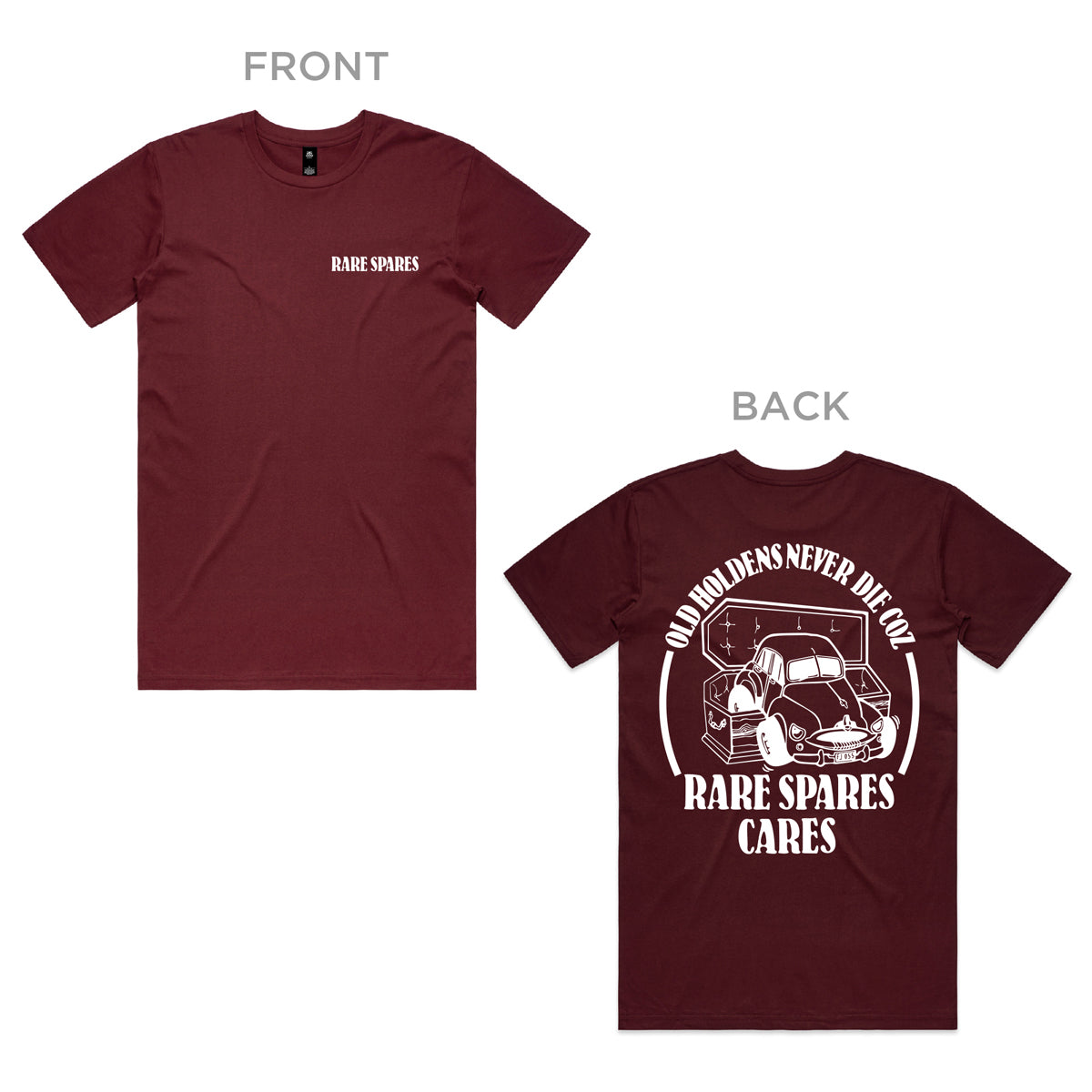 Rare Spares Holden T-Shirt - Burgundy & White Print (XL) - RSHTBU-XL