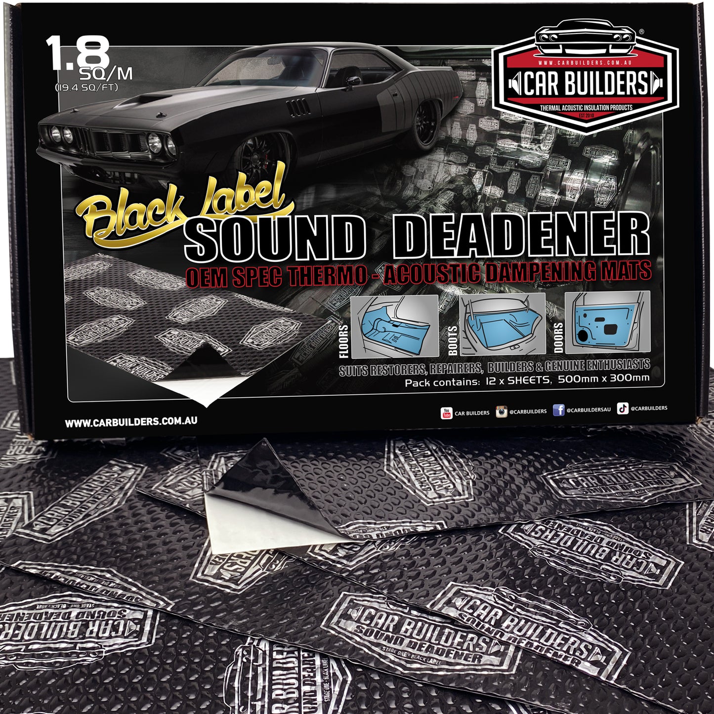 Car Builders Sound Deadening Kit Black - SDBLK