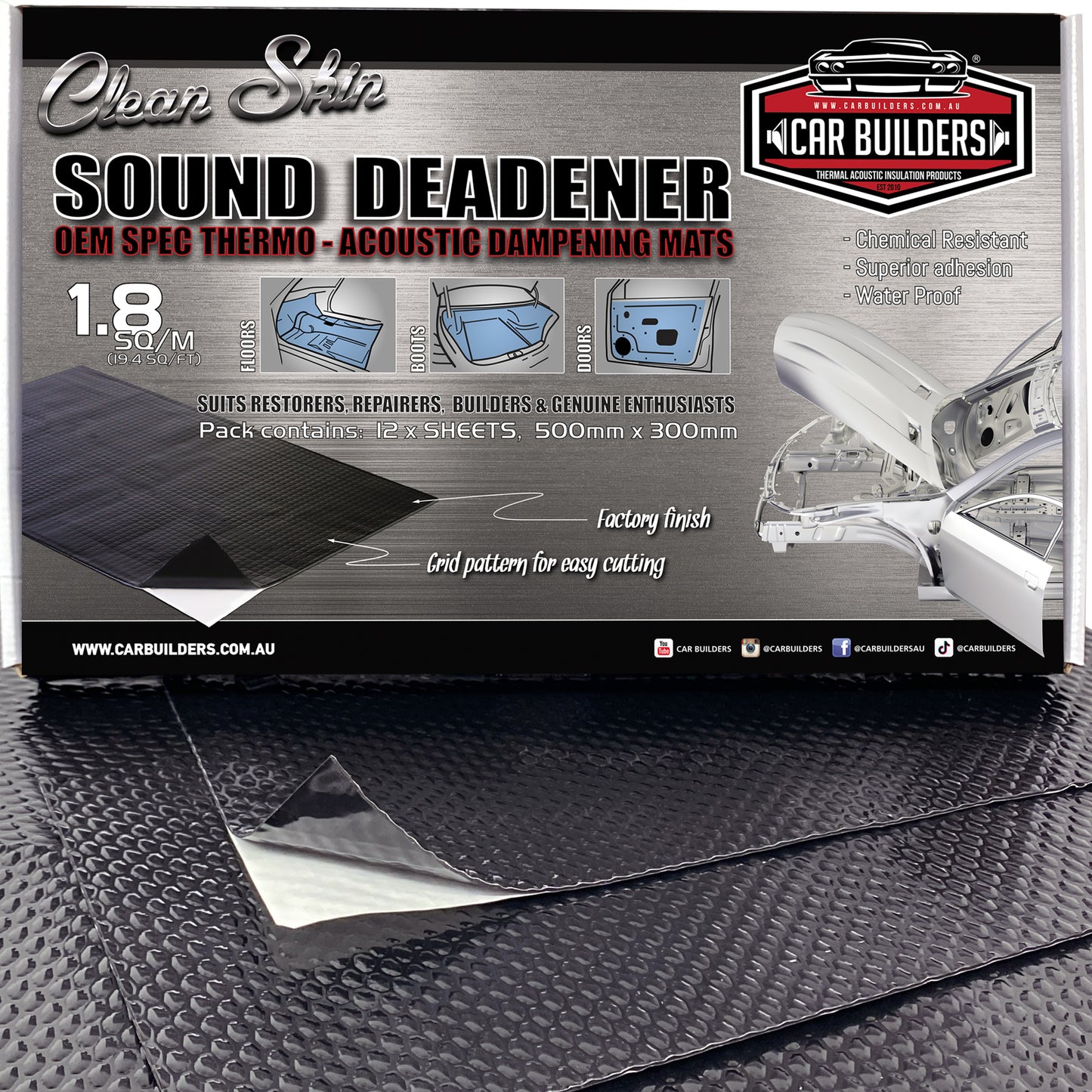 Car Builders Sound Deadening Kit OEM Black – SDOEMBLK