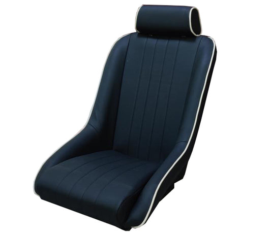 Autotecnica Seat Classic Black PU Leather With White Stripe Includes Slider - SS25HBS