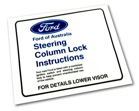 Instruction Steering Colum Lock Visor Sleeve XA XB - SVIS