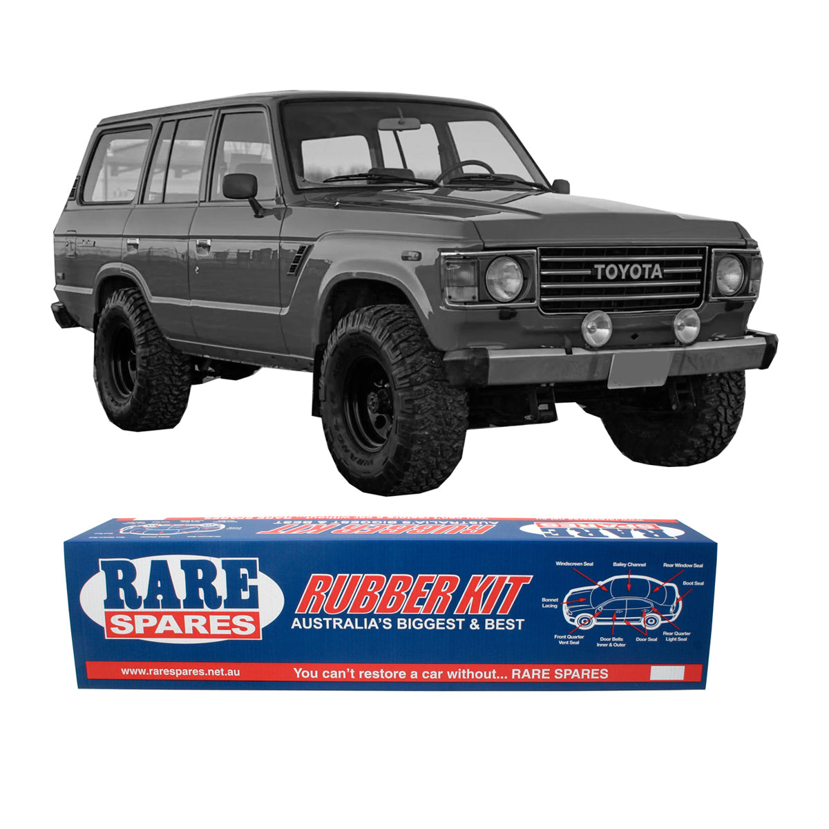 Body Rubber Kit Suits Toyota Landcruis FJ60 With 1/4 Window Black Inner Belt - TOY9