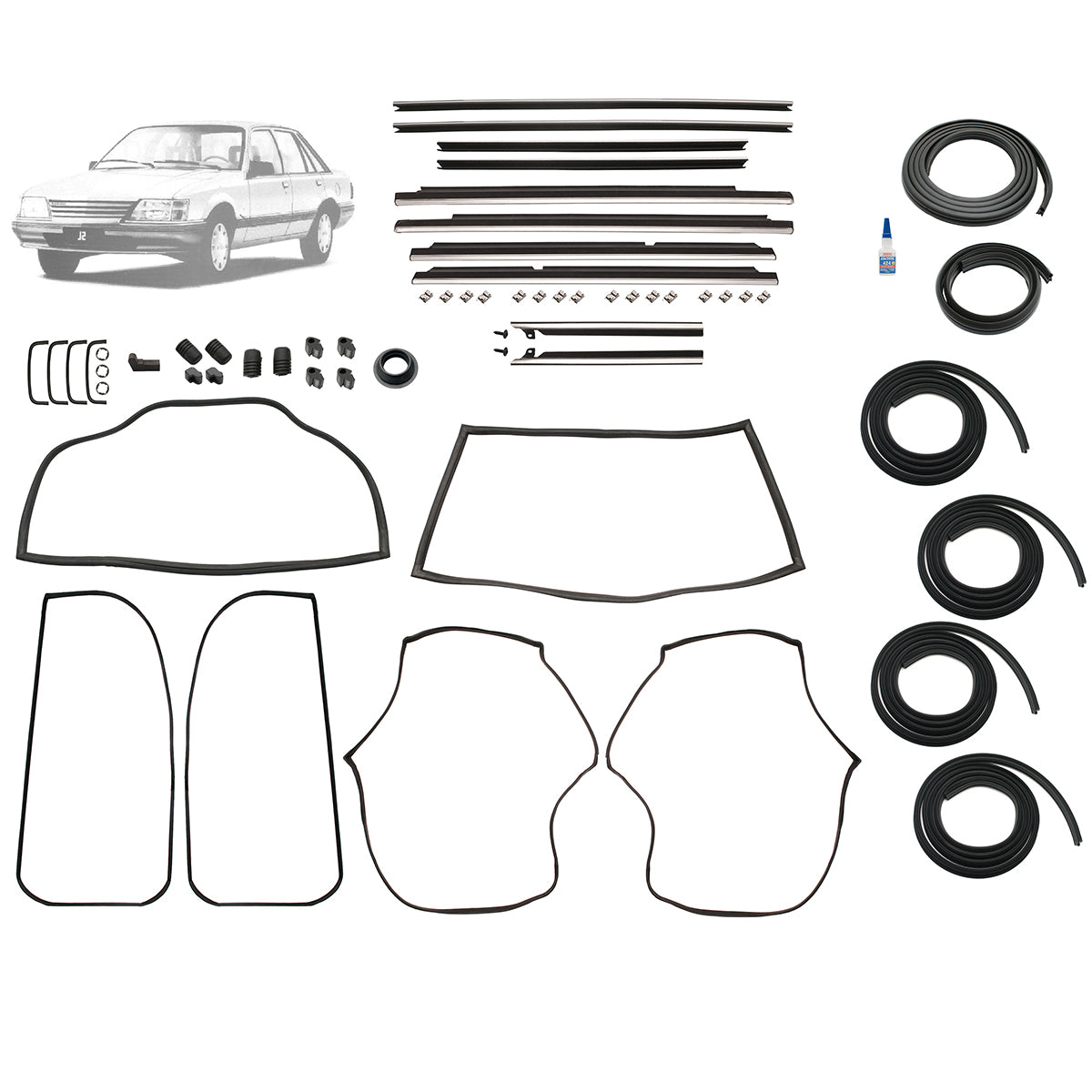 Body Rubber Kit VK Commodore Sedan Exc Calais With Door Belts - VK1