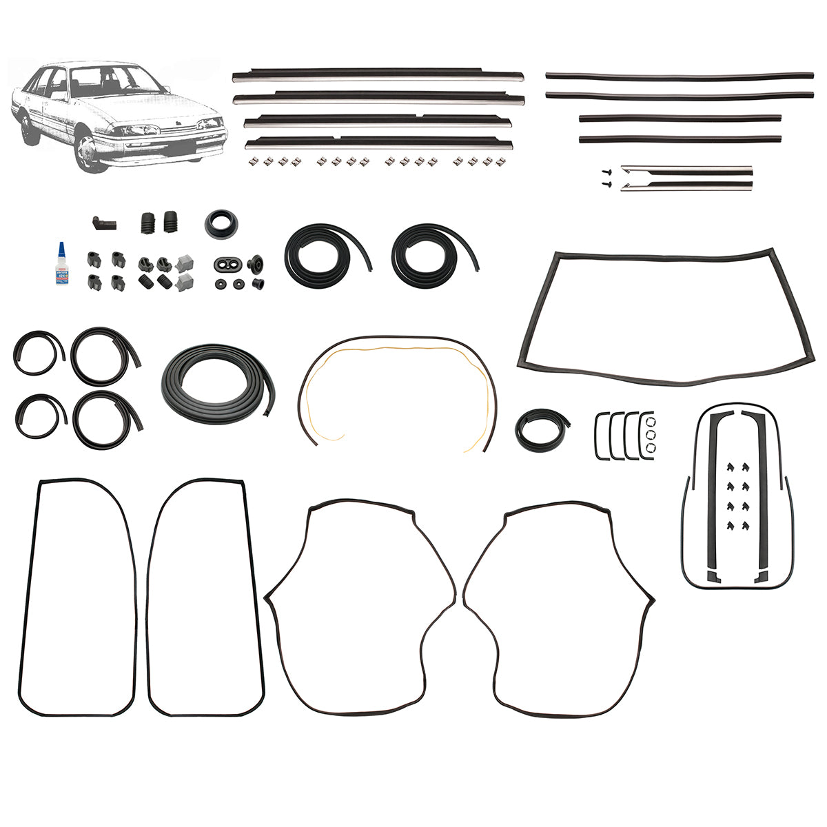 Body Rubber Kit Holden VL Commodore Sedan (Non Calais) - VL1P