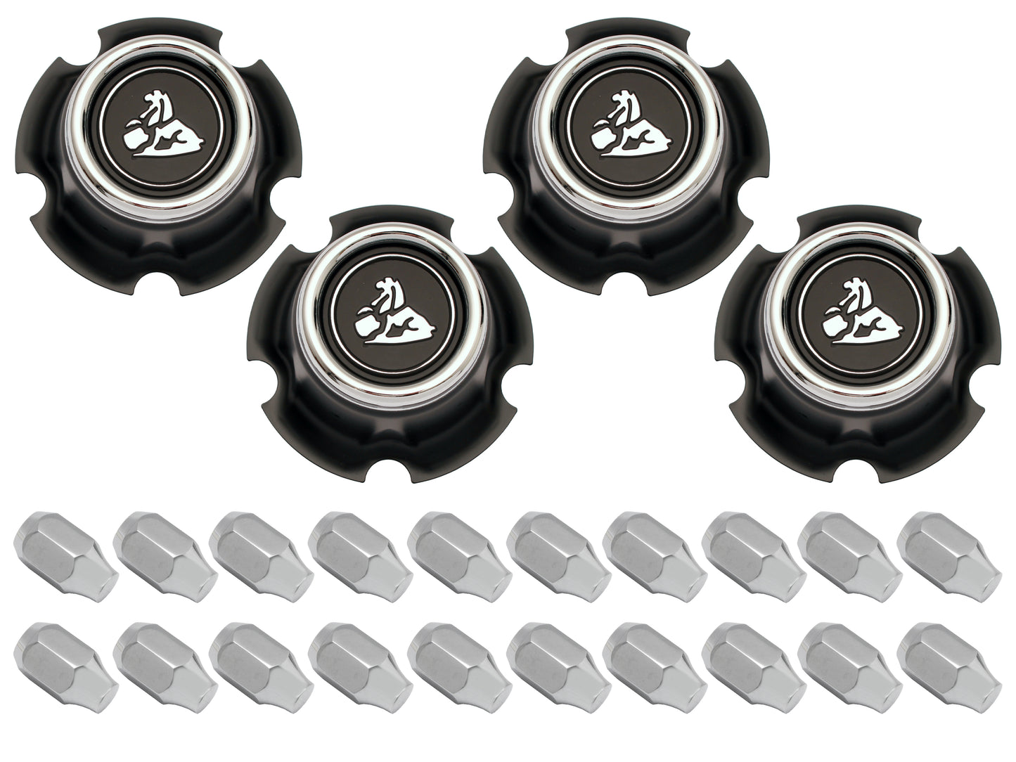Wheel Centre Cap Kit With Nuts Early LJ Acorn Nuts - WC1008A