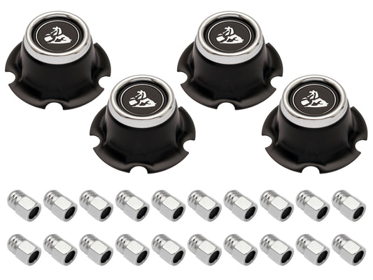 Wheel Centre Cap Kit With Nuts Late LJ Blk Dot Nut - WC1008B