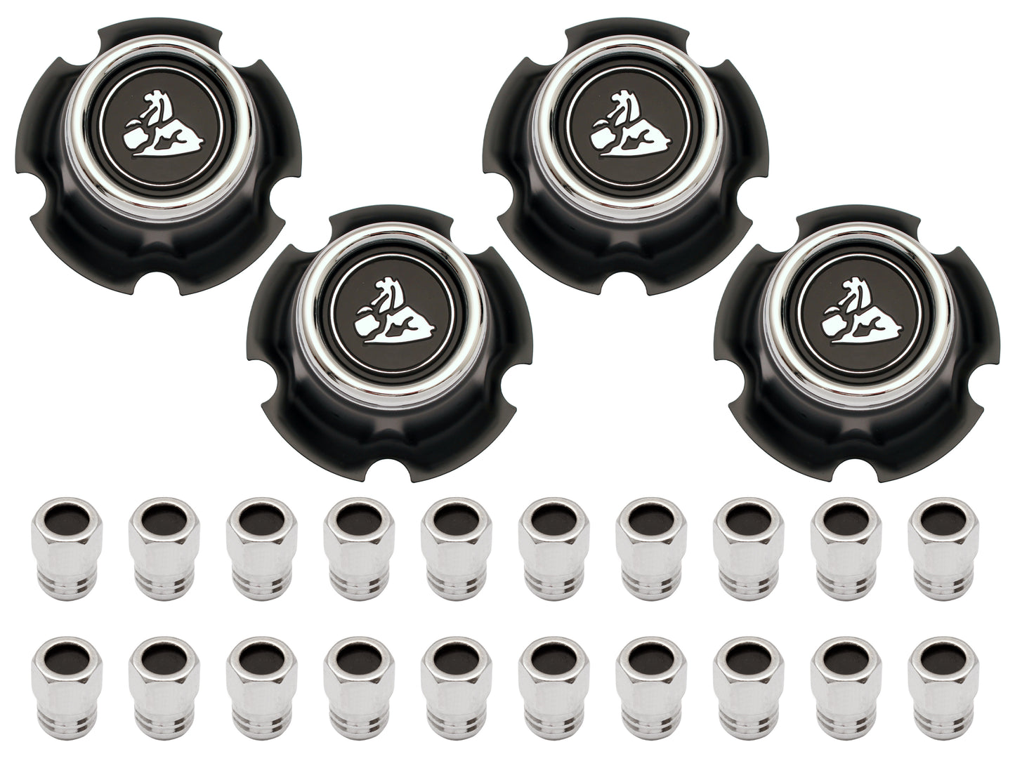 Wheel Centre Cap Kit With Nuts Late LJ Blk Dot Nut - WC1008B