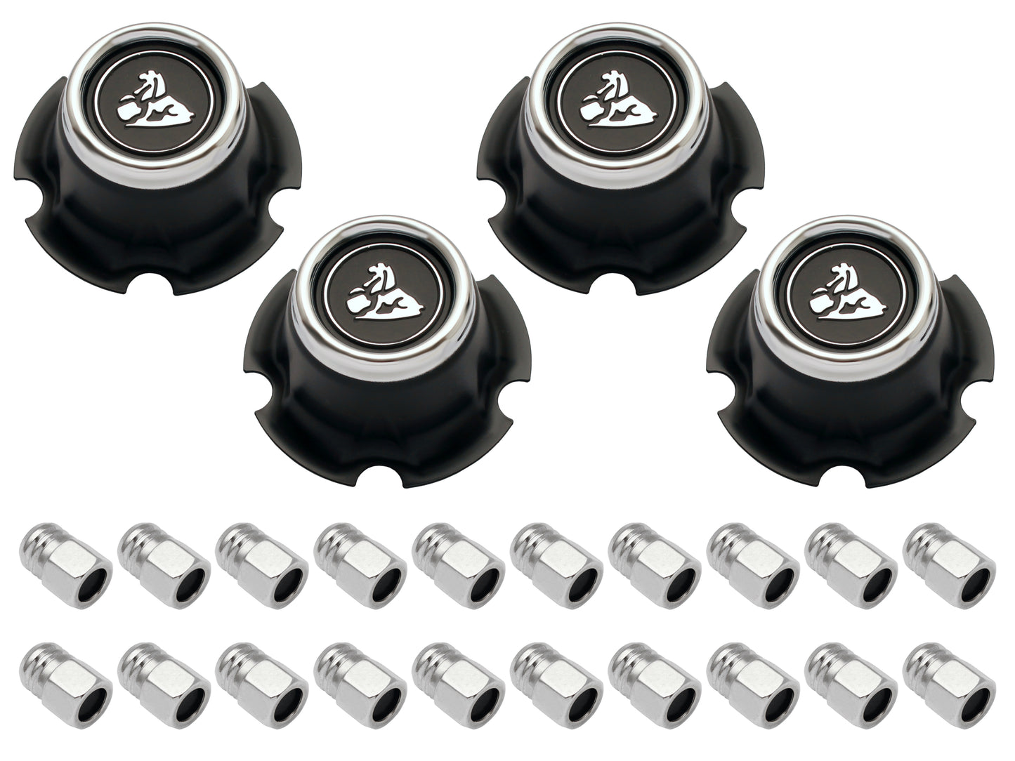 Wheel Centre Cap Kit With Nuts Late LJ Blk Dot Nut - WC1008B
