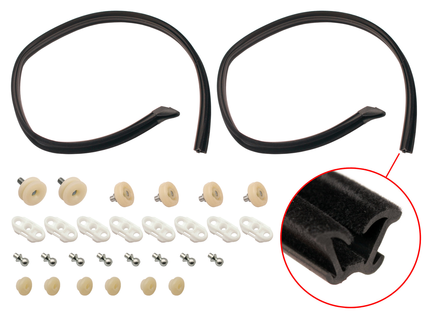 Window Roller Repair Kit HK HT HG Monaro Doors & 1/4 Glass With Bailey Channel - WRK1004